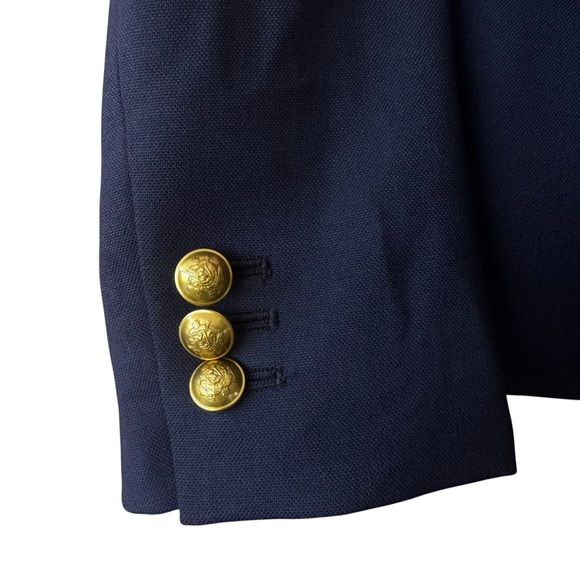 J Crew Dalton Navy Blue Blazer Jacket Tollegno 1900 Italian Wool Petites 6P - Picture 3 of 9